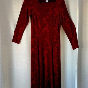 Deep Ruby Red Wine Coldwater Creek Damask Dress